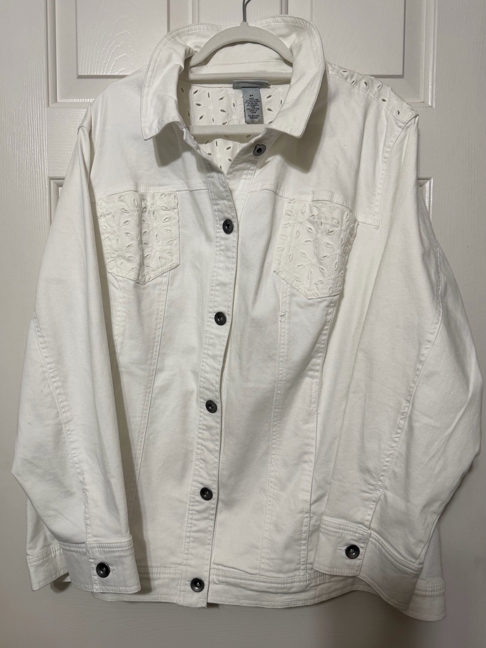 Catherines White Eyelet Button-Up Top